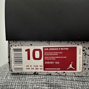 2012 Air Jordan 4 Retro “White Cement” Size 10